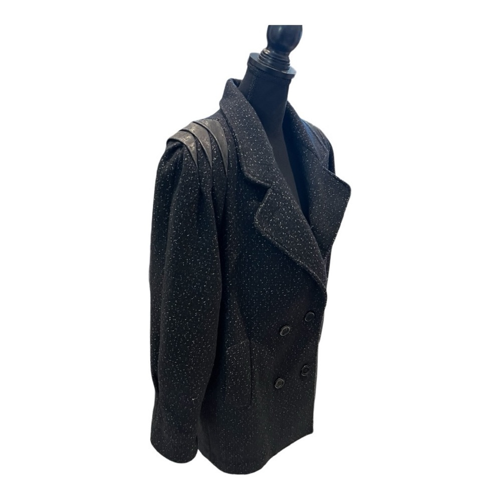 David Benjamin Leather Wool Pea Coat Jacket Vintage Size 12